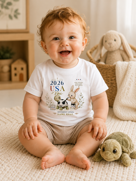 Turtle & Rabbit™ — Different Steps. Same Goal. | USA Vibes 2026 Baby jersey t-shirt