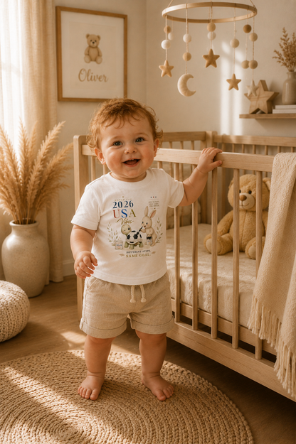 Turtle & Rabbit™ — Different Steps. Same Goal. | USA Vibes 2026 Baby jersey t-shirt